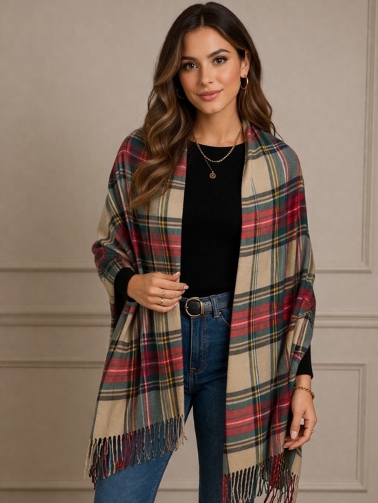 Accessories - Plaid Shawl Wrap Scarf